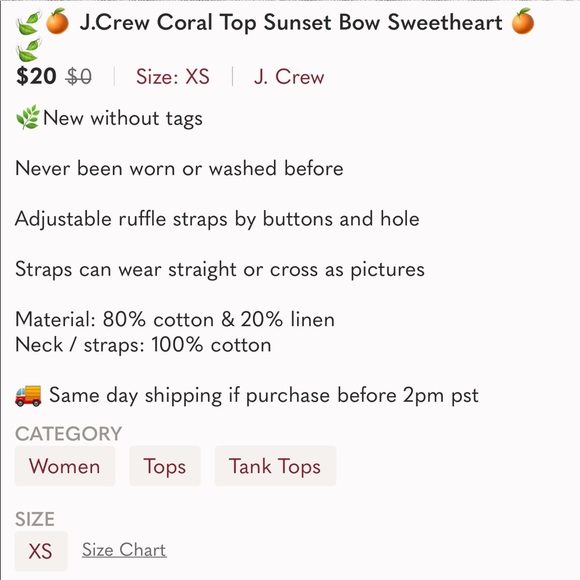 J.Crew Coral Top Sunset Bow Sweetheart - Picture 14 of 14